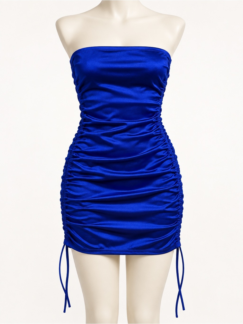 Mad Rag Royal Blue Strapless Ruched Bodycon Mini Dress Size M